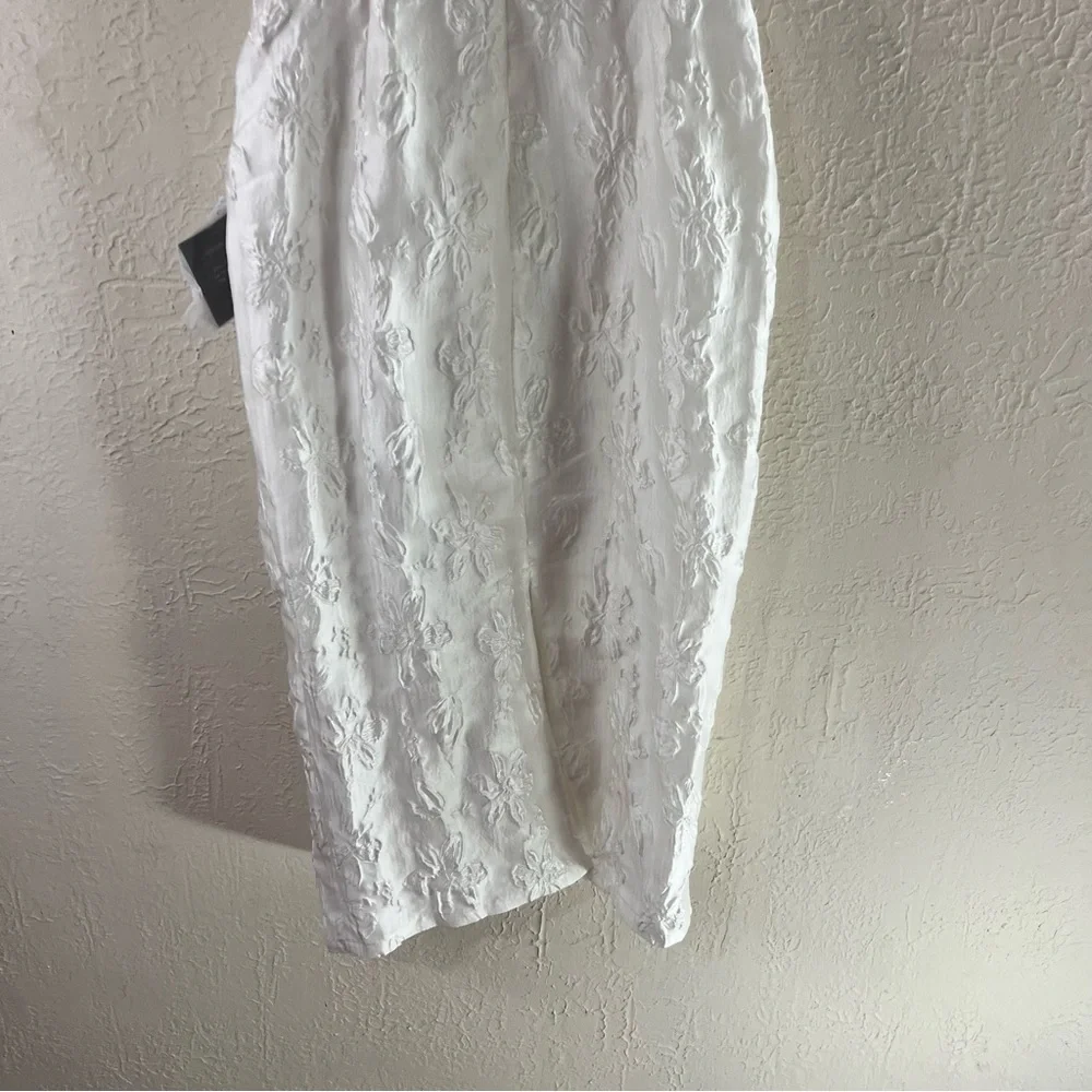 Lulu's Gorgeous Persona White Satin Jacquard Tie Strap Midi Dress - Picture 12 of 15